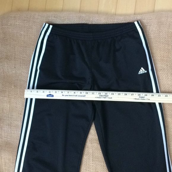 Adidas black 3 stripe white L elastic waist pants - Picture 3 of 7
